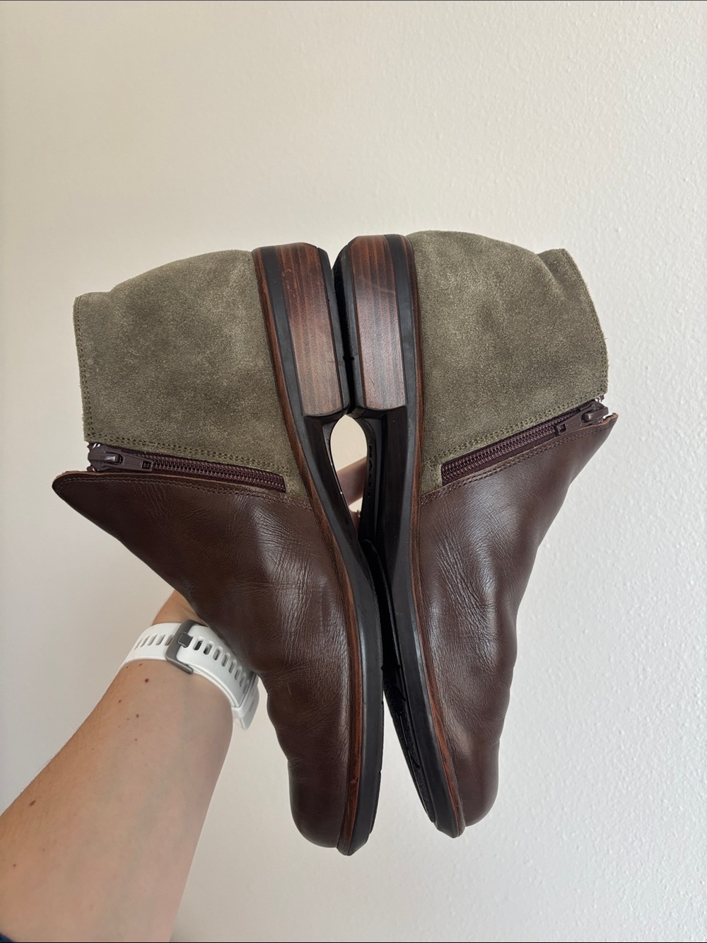 NOAT Helm Ankle Boots Brown Dark Green Womens Size EU 42 US 11-11.5 EUC - Picture 7 of 10